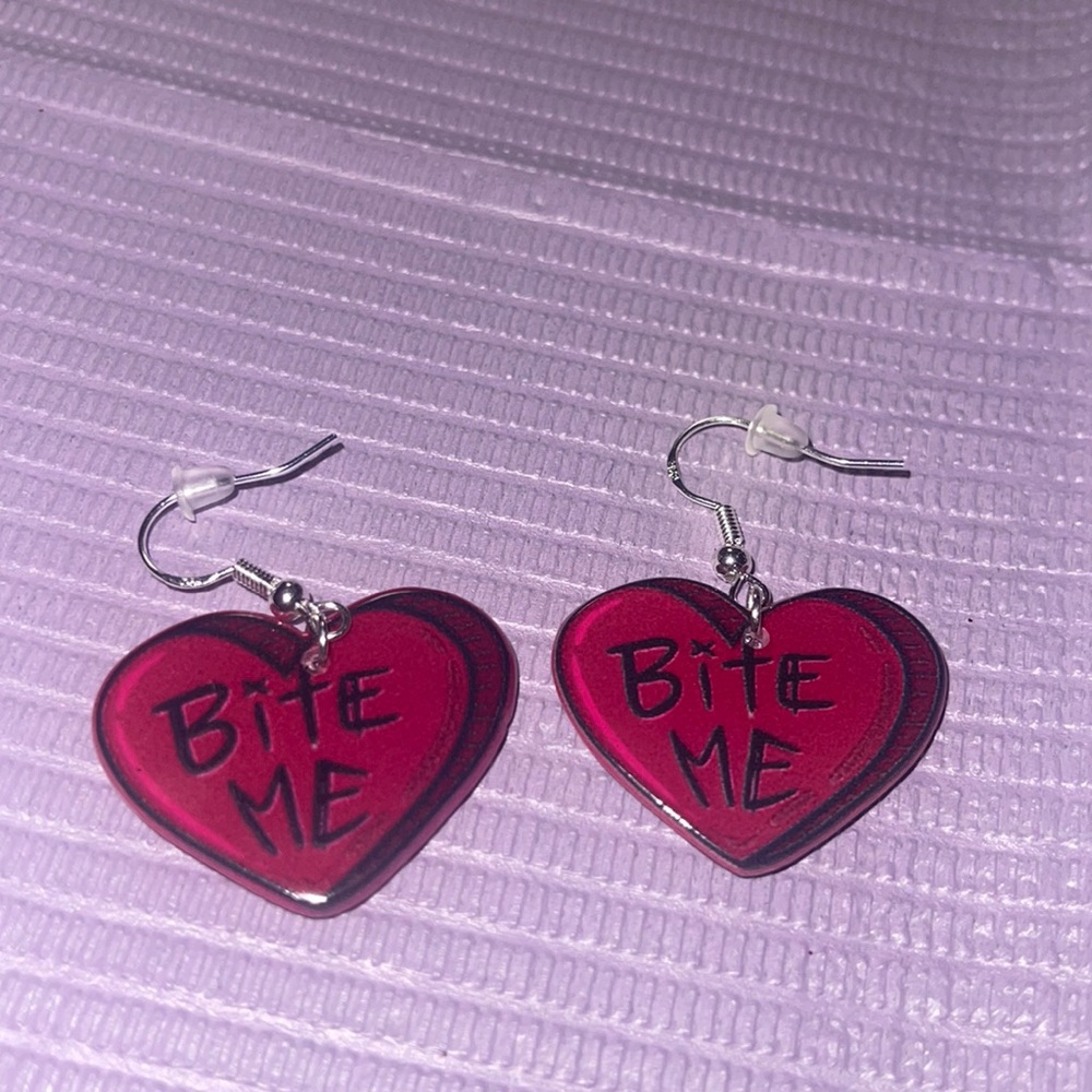 Bite Me heart earrings